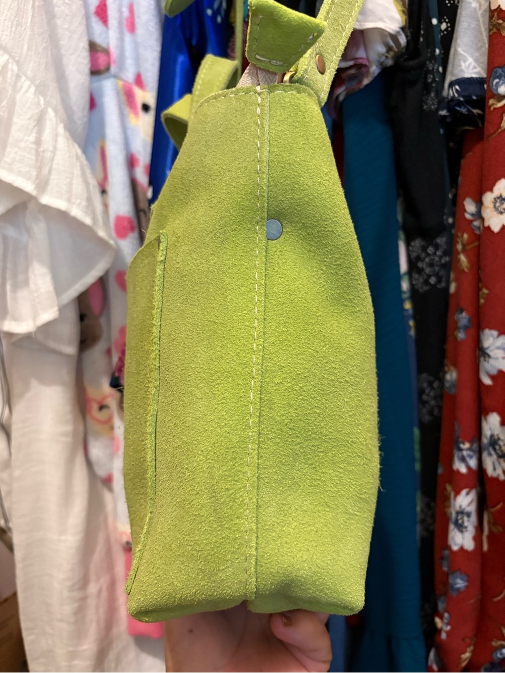 Portland Leather Goods | Mini Tote | Lime Suede - Picture 3 of 15